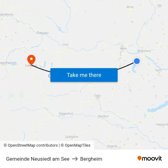 Gemeinde Neusiedl am See to Bergheim map