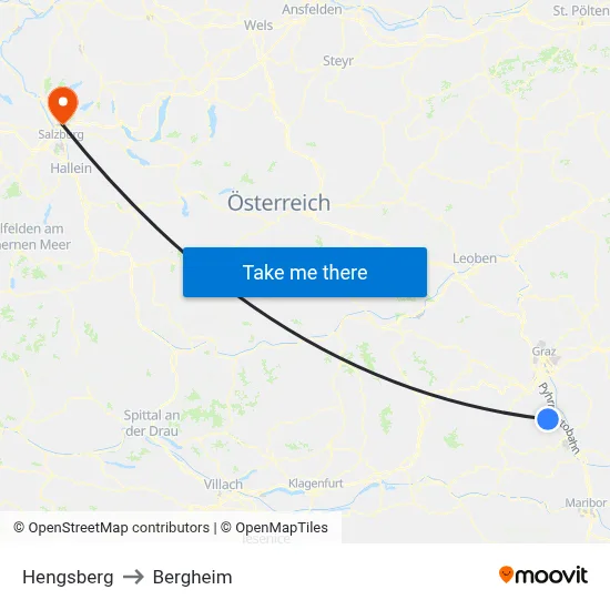 Hengsberg to Bergheim map