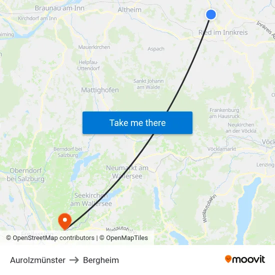 Aurolzmünster to Bergheim map