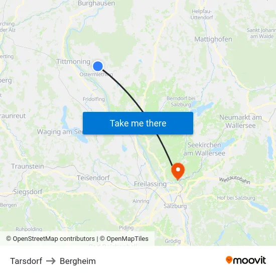 Tarsdorf to Bergheim map