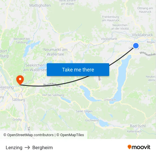 Lenzing to Bergheim map