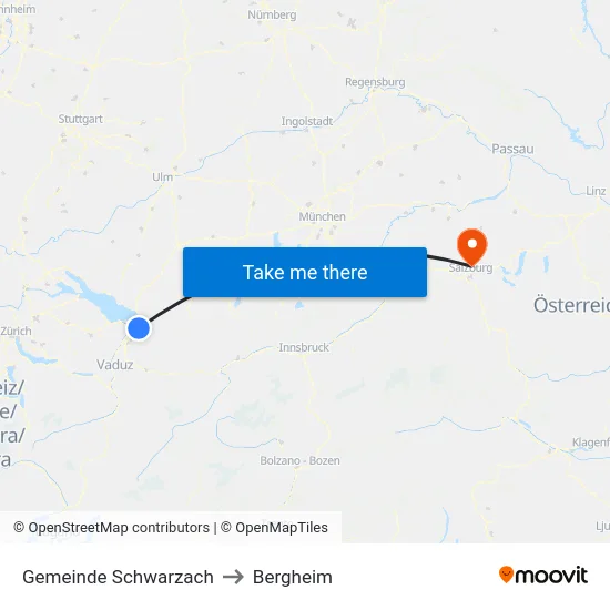 Gemeinde Schwarzach to Bergheim map