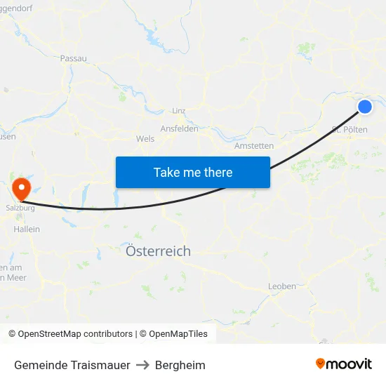 Gemeinde Traismauer to Bergheim map