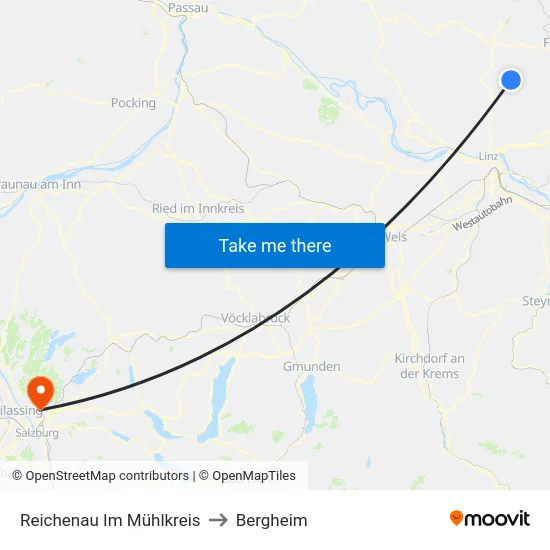 Reichenau Im Mühlkreis to Bergheim map