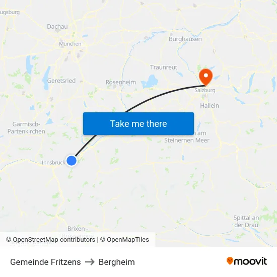 Gemeinde Fritzens to Bergheim map