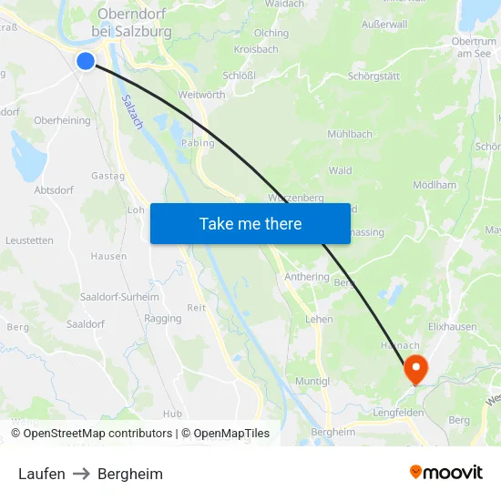 Laufen to Bergheim map