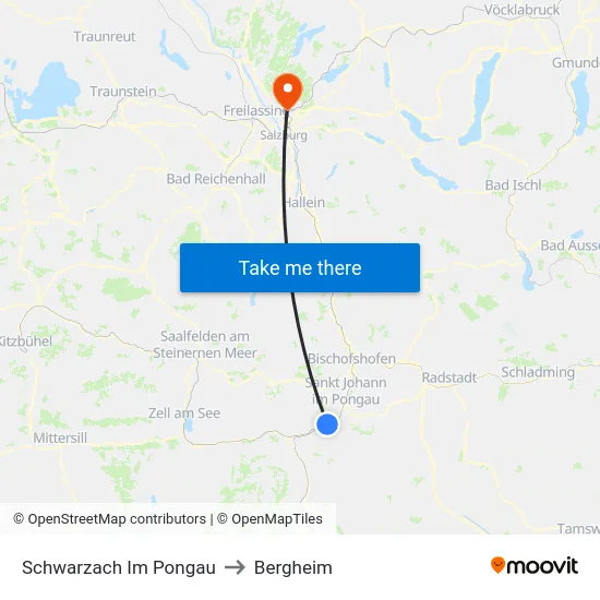 Schwarzach Im Pongau to Bergheim map