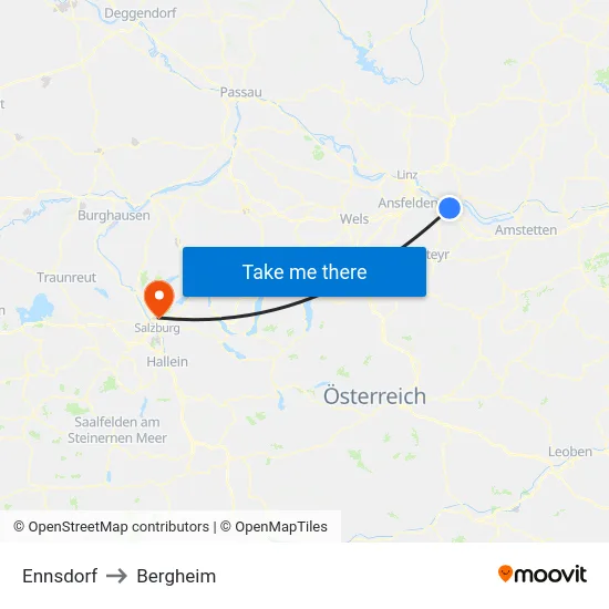 Ennsdorf to Bergheim map