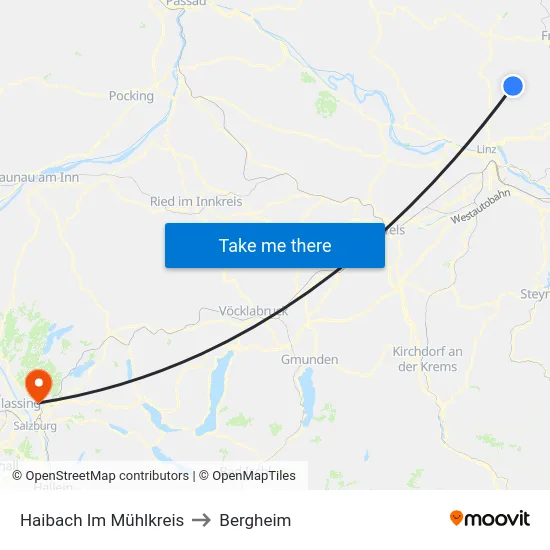 Haibach Im Mühlkreis to Bergheim map