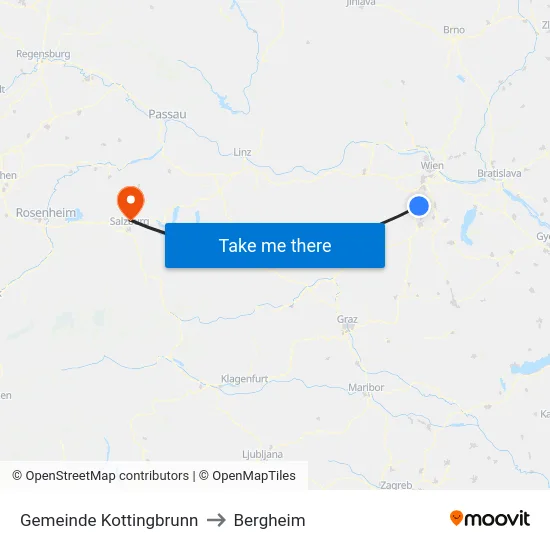 Gemeinde Kottingbrunn to Bergheim map