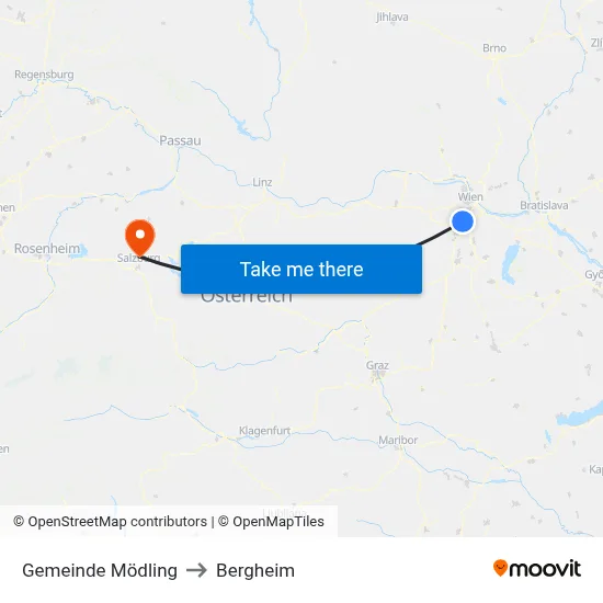 Gemeinde Mödling to Bergheim map