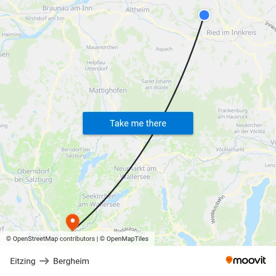 Eitzing to Bergheim map