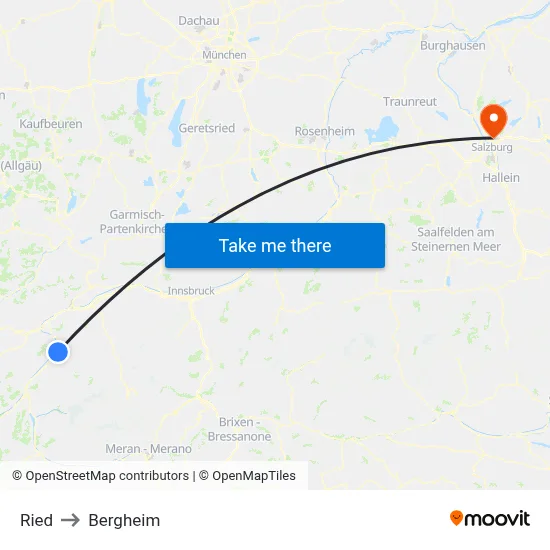 Ried to Bergheim map
