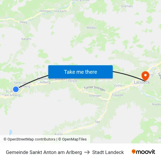 Gemeinde Sankt Anton am Arlberg to Stadt Landeck map