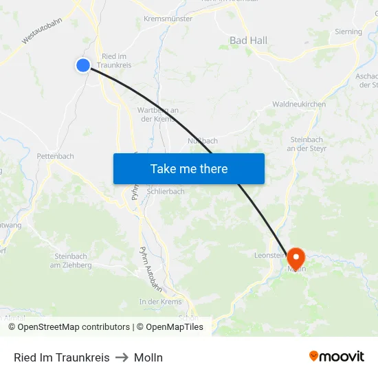 Ried Im Traunkreis to Molln map