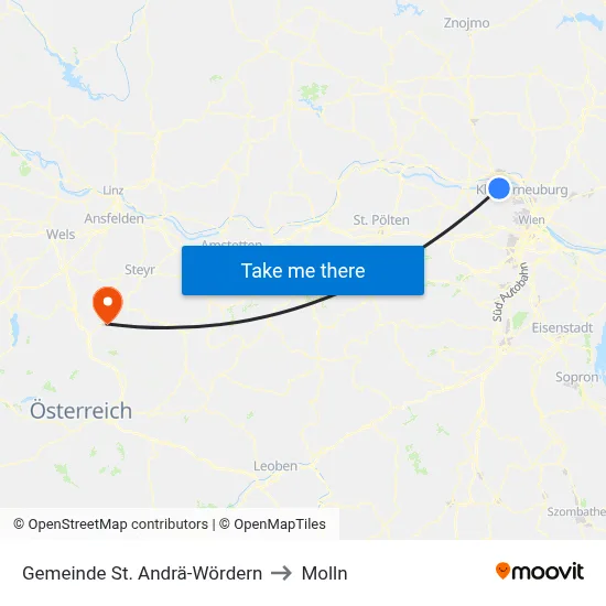 Gemeinde St. Andrä-Wördern to Molln map