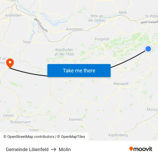 Gemeinde Lilienfeld to Molln map