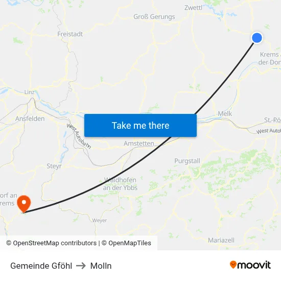 Gemeinde Gföhl to Molln map