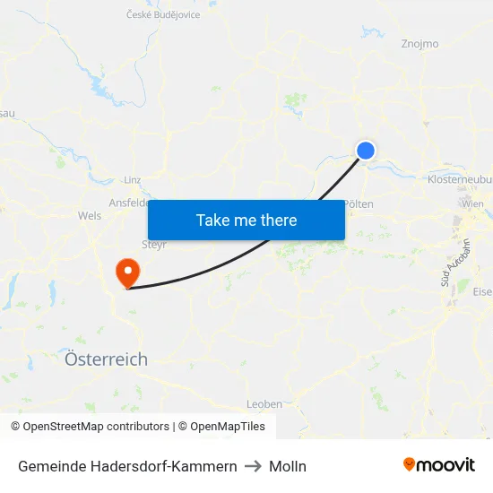 Gemeinde Hadersdorf-Kammern to Molln map