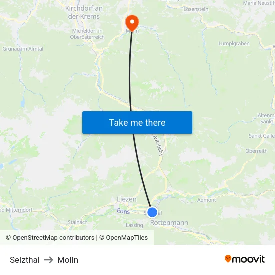 Selzthal to Molln map