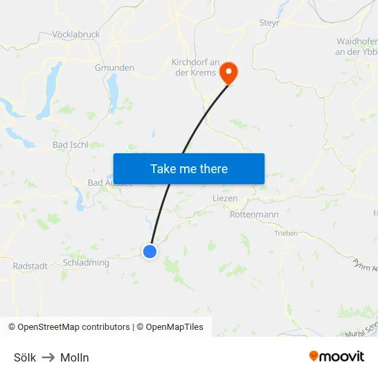 Sölk to Molln map