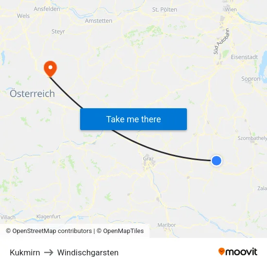 Kukmirn to Windischgarsten map
