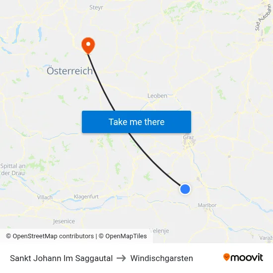 Sankt Johann Im Saggautal to Windischgarsten map