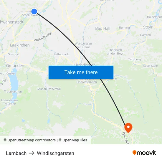 Lambach to Windischgarsten map