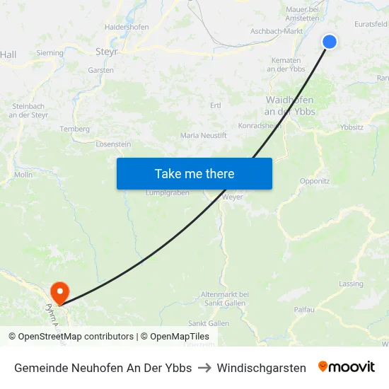 Gemeinde Neuhofen An Der Ybbs to Windischgarsten map