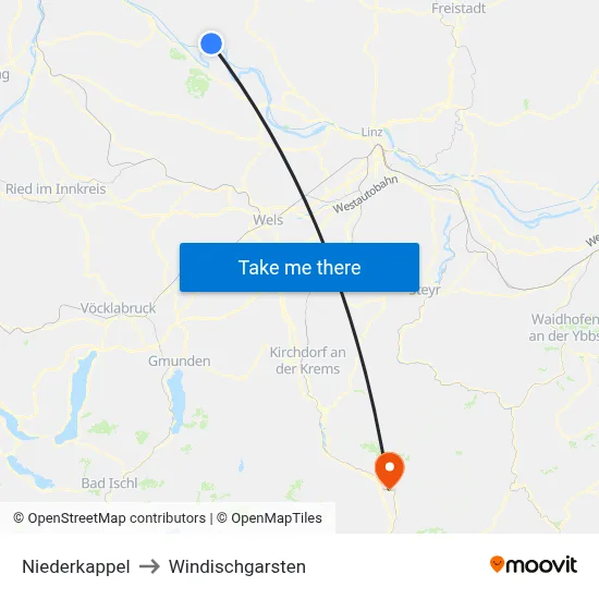 Niederkappel to Windischgarsten map