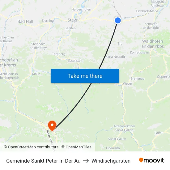 Gemeinde Sankt Peter In Der Au to Windischgarsten map