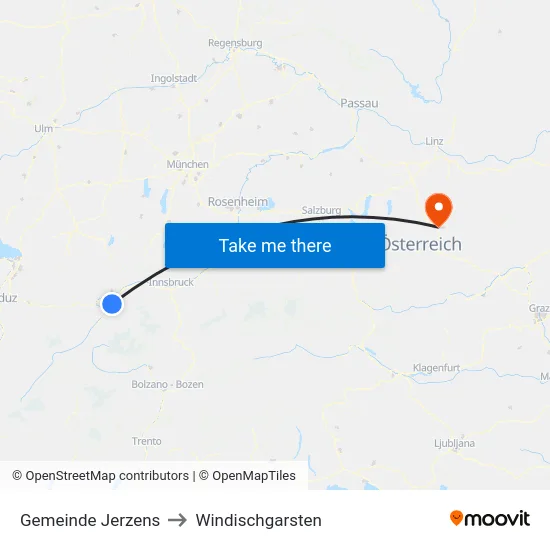 Gemeinde Jerzens to Windischgarsten map