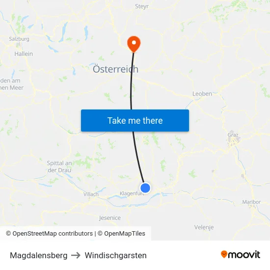 Magdalensberg to Windischgarsten map