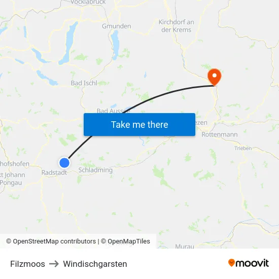 Filzmoos to Windischgarsten map