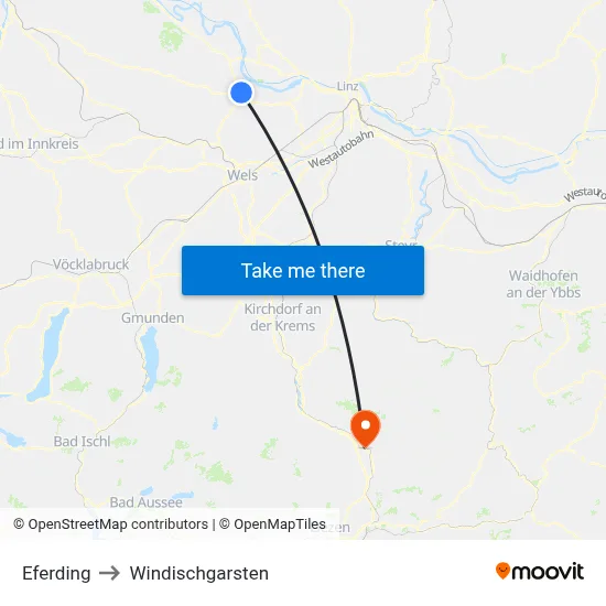 Eferding to Windischgarsten map