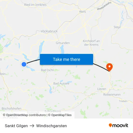 Sankt Gilgen to Windischgarsten map