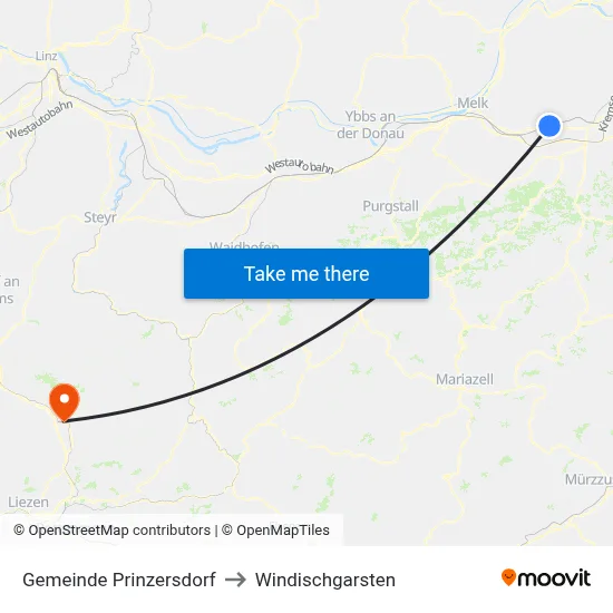 Gemeinde Prinzersdorf to Windischgarsten map