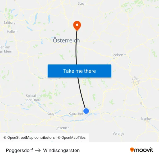 Poggersdorf to Windischgarsten map