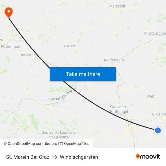St. Marein Bei Graz to Windischgarsten map