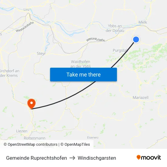 Gemeinde Ruprechtshofen to Windischgarsten map