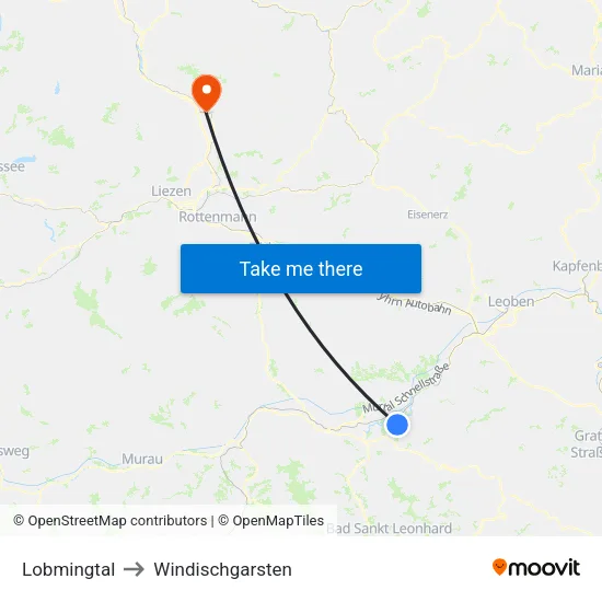 Lobmingtal to Windischgarsten map