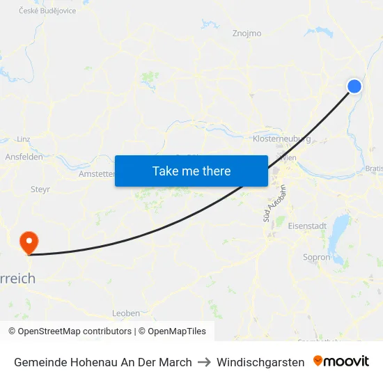 Gemeinde Hohenau An Der March to Windischgarsten map