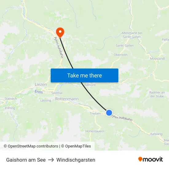 Gaishorn am See to Windischgarsten map
