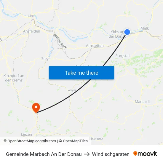 Gemeinde Marbach An Der Donau to Windischgarsten map