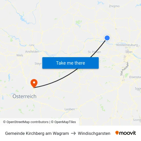 Gemeinde Kirchberg am Wagram to Windischgarsten map