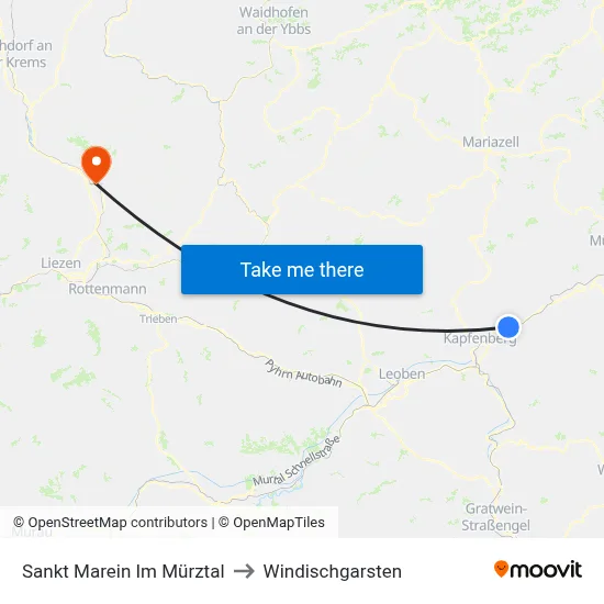 Sankt Marein Im Mürztal to Windischgarsten map