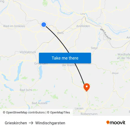 Grieskirchen to Windischgarsten map
