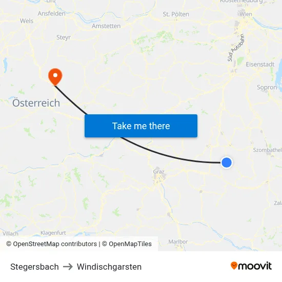 Stegersbach to Windischgarsten map