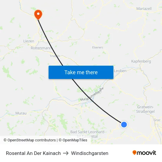 Rosental An Der Kainach to Windischgarsten map