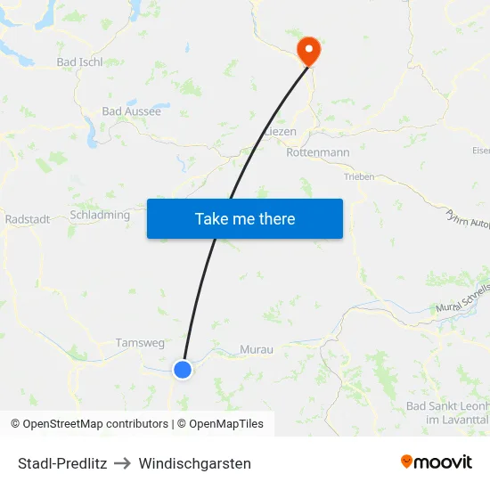Stadl-Predlitz to Windischgarsten map